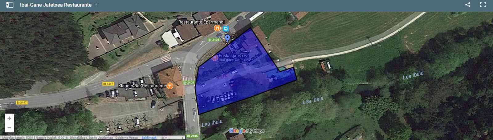Localización del restaurante Ibaigane en google maps
